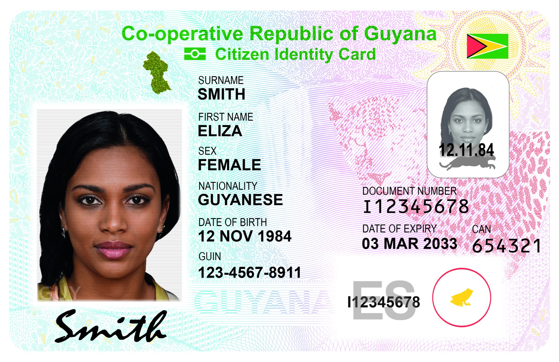 Sample Guyana Digital Identity Card